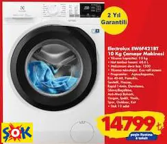 ELECTROLUX EW6F421BT 10 KG ÇAMAŞIR MAKİNESİ